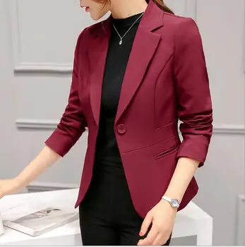 Moterų 2018 m. pavasarį naujas korėjiečių versija didelis kostiumas striukė ilgomis rankovėmis mados atsitiktinis kostiumas moterims kailis 5 spalva juoda