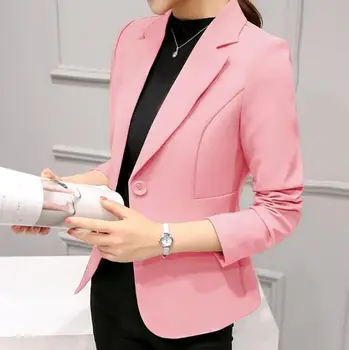 Moterų 2018 m. pavasarį naujas korėjiečių versija didelis kostiumas striukė ilgomis rankovėmis mados atsitiktinis kostiumas moterims kailis 5 spalva juoda