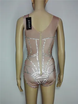 Moterų cirkonio seksualus kostiumas kristalai bodysuit dainininkė, šokėja naktiniame klube, bare rodo, DJ pasirodymas star Leotard šalies bodysuit