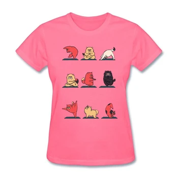 Moterų Hip-Hop Katė Yogaa t-shirt Svetainėje GF Heather T Marškiniai Klasikinis Apykaklė Viršūnes Geriausia Pardavimo