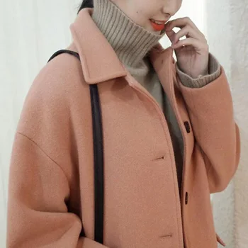 Moterų kašmyro paltai 2017 Naujas vilnonis kailis moteris striukė žiemos paltas kietas drabužiai, Vilnoniai paltai moteris ilgai Mados Moterų Kailis