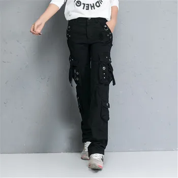 Moterų Krovinių Kelnės Aukštos Kokybės Mados Multi Kišenės Medvilnės Kelnės Moteris Karinių Krovinių Pants Plus Size A1137