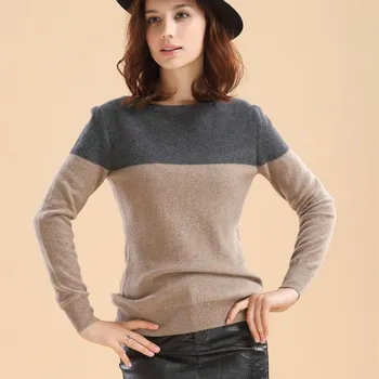 Moterų megztinis mados naujų apvalios kaklo vilnos megztinis ponios megztinis dugno marškinėliai, megztiniai megztinis (puloveris)