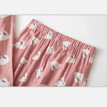 Moterų pajama komplektai medvilnės cartton rožinės spalvos su mielas triušiai spausdinti pavasario vasaros aukštos kokybės trumpas saldūs pižamos moterims