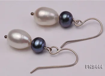 Moterų Papuošalai Nustatyti 8-9mm Mėlyna Juoda tikras perlas Choker karoliai tabaluoti auskarai pabrėžti Natūralių Gėlavandenių perlų
