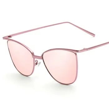 Moterų Pink Cat Eye Akiniai nuo saulės Cateye Šešėlis 2018 Prekės Dizaineris Saulės Akiniai Moteriška Mada, Retro Pilotas de sol Oculos HD