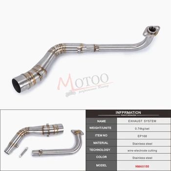 Motoo- Motorcycle Exhaust Pipe Scooter Front Exhaust Pipe Stainless Steel Slip-On for Yamaha NMAX155 NMAX 125-2017