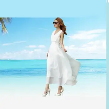 Mozhini Mėlyna balta juoda ilgą šifono suknelę Moteris padalinta paplūdimio vasaros suknelė Seksualus backless maxi suknelė didelis dydis lady šalis suknelė