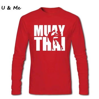 Muay Thai Tee Marškinėliai Vyrams Grafika Viršūnes Hipster t shirts Įgulos kaklo Ilgio rankovėmis Vyrų Drabužiai.