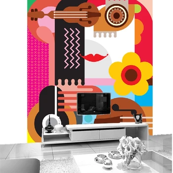 Muitinės meno tapetai, cartoon gitara Abstraktūs piešiniai gyvenamasis kambarys miegamasis restoranas fone sienų apmušalai atsparus vandeniui