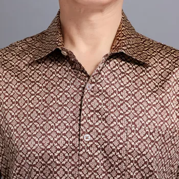 Mulberry šilko marškinėliai su trumpomis rankovėmis, ruožas satino blockbuster 2018 vyrų šilko marškinėliai