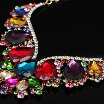 MYDANER Luxury Femme Bijoux Multicolor AAA Glass Earrings Necklace Jewelry Sets for Women Wedding Party Fashion Jewelry