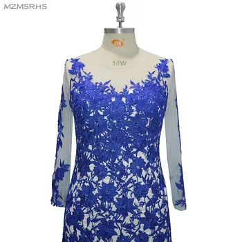 MZMSRHS Ilgai Roay Blue Undinė vakarinę Suknelę 2018 Kada nors Gana Moterims, Elegantiškas O-Kaklo, ilgomis Rankovėmis Oficialią Vakaro Suknelės, Šaliai, Desses