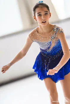Mėlyna dailiojo čiuožimo suknelės mergaičių ledo čiuožimo suknelė vaikai konkurencijos čiuožimo suknelė užsakymą drabužių nemokamas pristatymas