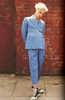 Mėlyna vyrų kostiumai dizaino dvigubo breasted etape kostiumai dainininkų vyrų china švarkas šokių drabužius švarko stiliaus suknelę, korėjiečių