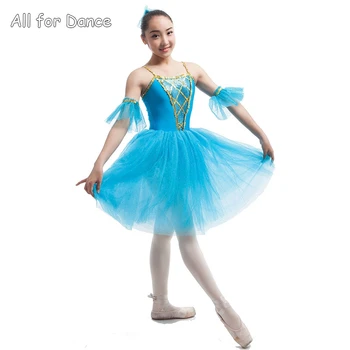 Mėlyna Šokių Tutu Ilga Suknelė Vaikų Baleto Šokio Spektaklis Kostiumas