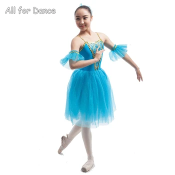 Mėlyna Šokių Tutu Ilga Suknelė Vaikų Baleto Šokio Spektaklis Kostiumas