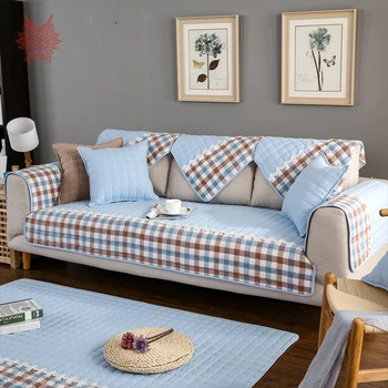 Mėlyna žalia raudona skara sofa apima grynos medvilnės quilting grupinių užvalkalai nėrinių dekoras fundas de sofos, sofos, baldai padengti SP4353