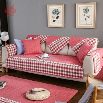 Mėlyna žalia raudona skara sofa apima grynos medvilnės quilting grupinių užvalkalai nėrinių dekoras fundas de sofos, sofos, baldai padengti SP4353