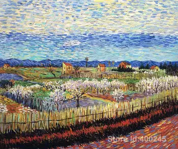 Naftos atgaminti meno Vincent Van Gogh Persikų medžių Žiedų Namų dekoro Rankų dažytos Aukštos kokybės