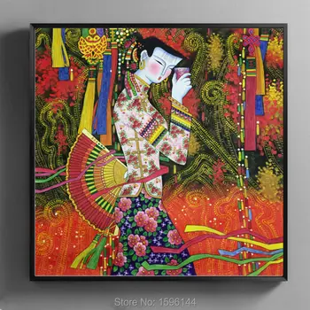 Naftos Tapyba, Paveikslas Rankomis dažyti Kinų Pavasario Šventė Tautos Moterys Sienos paveiksl Šiuolaikinės Dekoratyvinės tapybos drobės #997