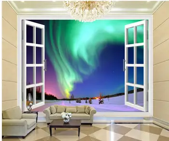 Namo Apdaila pritaikyti tapetai, sienų 3D stereoskopinis pašvaistės fone peizažas už lango tapetai, 3d