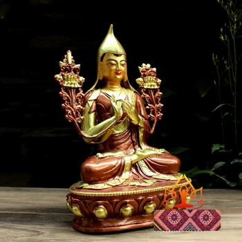 NAMŲ BIURO apsaugos-veiksmingas Talismanas Namo Apsaugos Tibeto Budizmas gilding žalvario Lama Tsong Khapa Budos statula