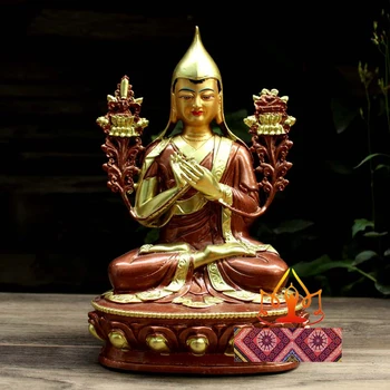 NAMŲ BIURO apsaugos-veiksmingas Talismanas Namo Apsaugos Tibeto Budizmas gilding žalvario Lama Tsong Khapa Budos statula