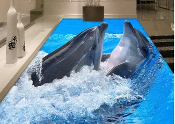 Namų Dekoro Delfinų 3D vaizdo įrašus, paskelbtas grindų vonios kambarys vandeniui klijai, PVC grindų dangą dėvėti