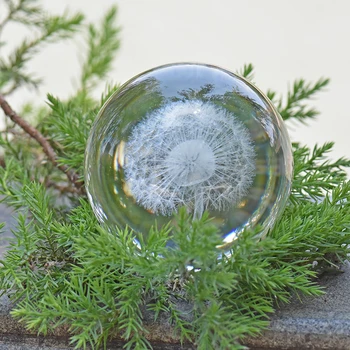Namų Dekoro Priedai 8cmCrystal Ball 3D Augalų Kiaulpienių Terariumai Figūrėlės Feng Shui Stiklo Kamuolys Vestuvių Dekoravimas Amatų