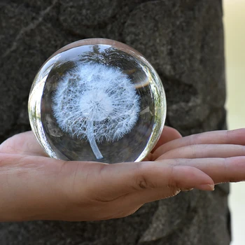 Namų Dekoro Priedai 8cmCrystal Ball 3D Augalų Kiaulpienių Terariumai Figūrėlės Feng Shui Stiklo Kamuolys Vestuvių Dekoravimas Amatų