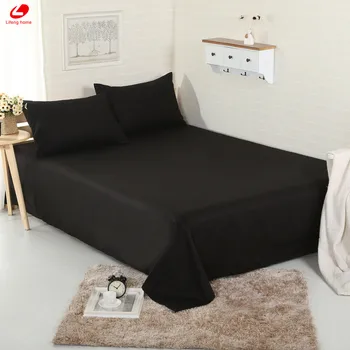 Namų patalynės 3pcs/set paklode nustatyti medvilnės paklode +2vnt užvalkalas kietas viešbutis patalynė balta juoda lova padengti patalynės komplektas