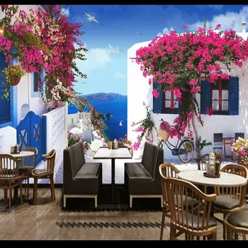 Namų Tobulinimas, 3D ekrano Užsklanda 3d Sienos Dekoratyvinis Vinilinis Sienų Popieriaus Viduržemio jūros Windows Rožių Fone, Sienos Tapetai