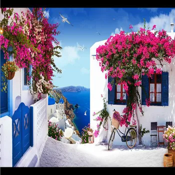 Namų Tobulinimas, 3D ekrano Užsklanda 3d Sienos Dekoratyvinis Vinilinis Sienų Popieriaus Viduržemio jūros Windows Rožių Fone, Sienos Tapetai