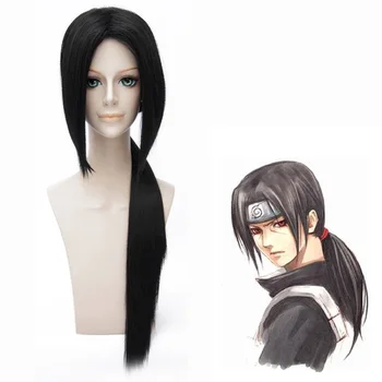 Naruto Akactuki Cosplay perukai helovyno cosplay kostiumai, Uchiha Itachi cosplay perukas vyrai ilgais juodais perukai hairpiece kostiumas