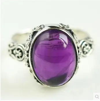 Natūralaus akmens žiedas 925 sterlingas sidabro žiedas retro temperamentas papuošalai violetinė