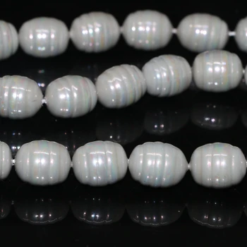 Natūralios pilkos shell perlų maždaug barelį ryžių formos 12*15mm aukščiausios kokybės mados vestuvių papuošalai priėmimo prarasti karoliukai 15inch B2271