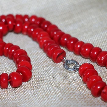Natūralus raudonasis koralas abacus karoliukai grandinės choker karoliai moterų vestuvių aukštos kokybės dovanos naujas mados juvelyrikos 20inch B2916