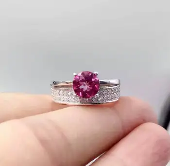 Natūralus rožinis topazas perlas Žiedas Natūralus akmuo žiedas 925 sterlingas sidabro madinga antrame aukšte apvalios moterys vestuves Papuošalai