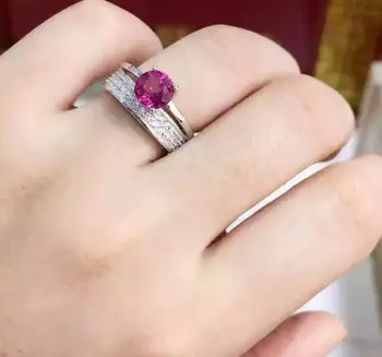 Natūralus rožinis topazas perlas Žiedas Natūralus akmuo žiedas 925 sterlingas sidabro madinga antrame aukšte apvalios moterys vestuves Papuošalai