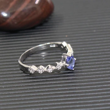 Natūralus tanzanite vestuves moteris 0.5 ct 4mm*5mm tanzanite akmuo sidabro žiedas kieto sidabro tanzanite žiedas