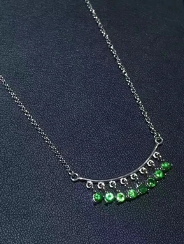 Natūralus žaliasis smaragdas, perlas Karoliai Natūralus akmuo Pakabukas Karoliai 925 skiedra Elegantiškas Mielas smiley veido moteris, mergina, dovana, Papuošalai