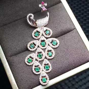 Natūralus žaliasis smaragdas, perlas pakabukas S925 sidabro Natūralus akmuo Pakabukas Karoliai madinga Asmenybės povas panele, šaliai, papuošalai