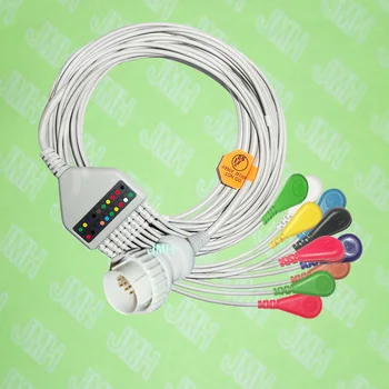 Naudoti 16 pin Kanz103/106,Cardioline 3plus/60plus EKG Aparatas,vientisas 10 SUKELTI EKG kabelis ir Din Snap leadwires,IEC ar AHA.