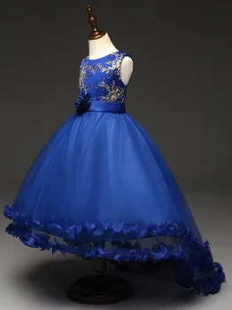 Nauja Mergina Šalis Suknelės Princesė Nauja Vaikų Nešioti Didelių Gėlių Princesė China Siuvinėjimo Nesimetriškas Ilgai Gale Suknelės