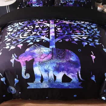 Nauja Mėlyna TreeElephant 3Pcs/2vnt 3D patalynės komplektai Mandala antklode padengti nustatyti Vasaros, pavasario Užvalkalas karalienės ir karaliaus dydžio lovos skalbiniai sj59