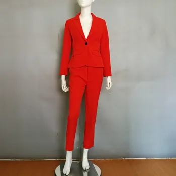 Nauja stiliaus aukštos kokybės prekės moterų 2-piece moterų verslo kostiumas kelnės kostiumas OLIS oficialių verslo kostiumas ilgomis rankovėmis + kelnės