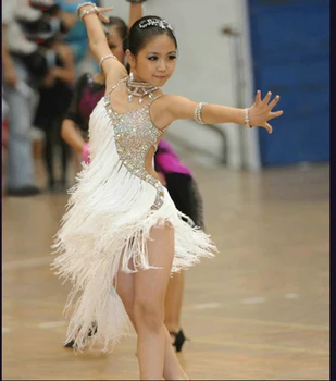 Nauja vaikų lotynų šokių kostiumai vaikų mergaičių lotynų šokių sijonas žaidimo našumą kostiumai, blizgučiai kutais šviesus diamond
