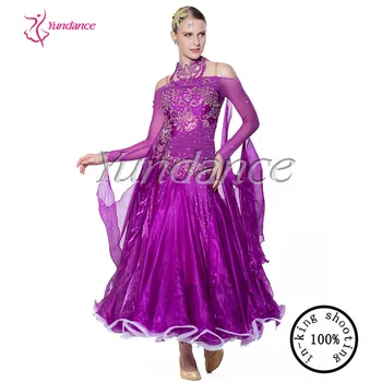Nauja Violetinė Spandex Tarptautinės Suknelė Standartinių Sportinių Šokių Suknelė B-10336