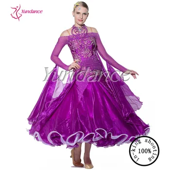 Nauja Violetinė Spandex Tarptautinės Suknelė Standartinių Sportinių Šokių Suknelė B-10336